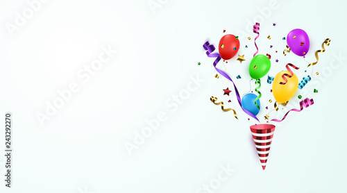 Vector confetti. Festive illustration. Party popper isolated.