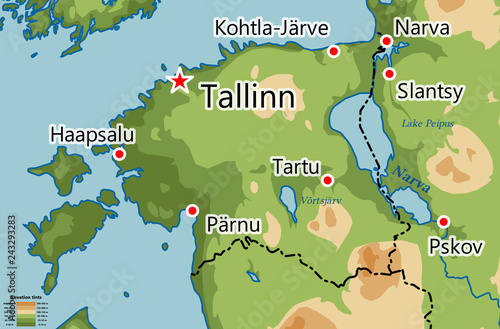 Estonia physical map