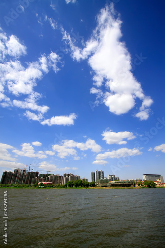 Beautiful city scenery, rivers and buildings © junrong