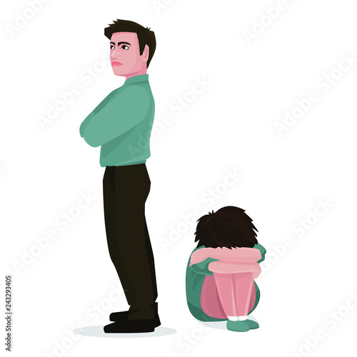Angry father turned away from the child