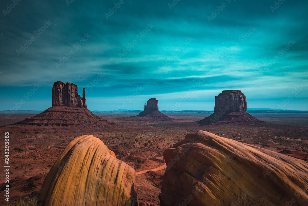 Monument Valley in moonlight, Arizona, USA