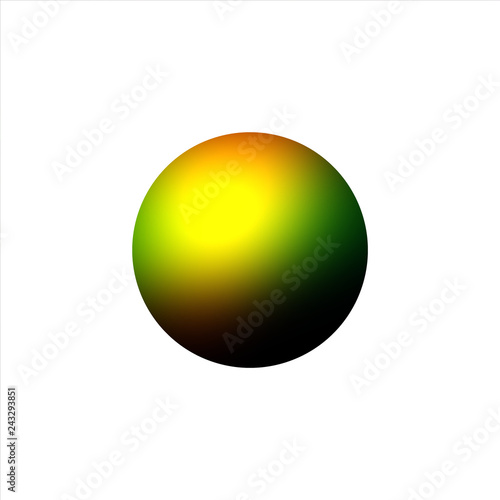 Grüngoldene Kugel vor weißem Hintergrund
