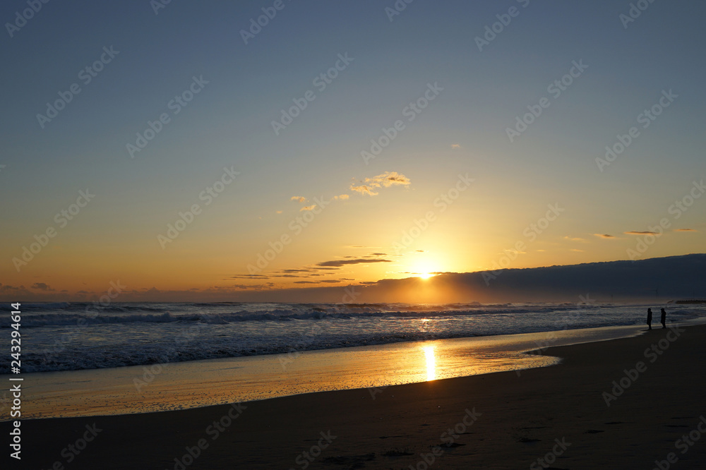 波崎シーサイドパークから見た初日の出と朝焼けと海(2)