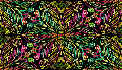 Acrylglasbilder Muster nach Farbe Blumenmandala Muster mit Naturmotiven  © Anne Mathiasz