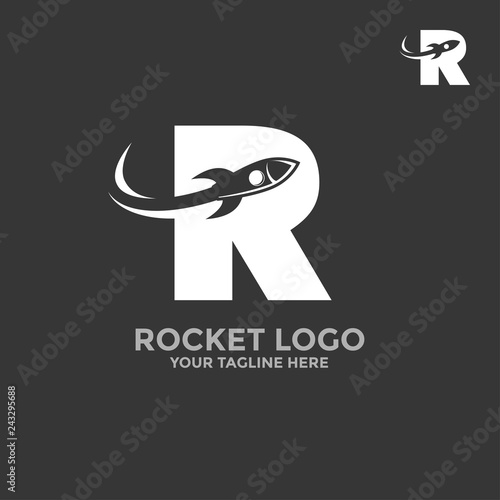 Rocket Logo. In the letter R flies a rocket.