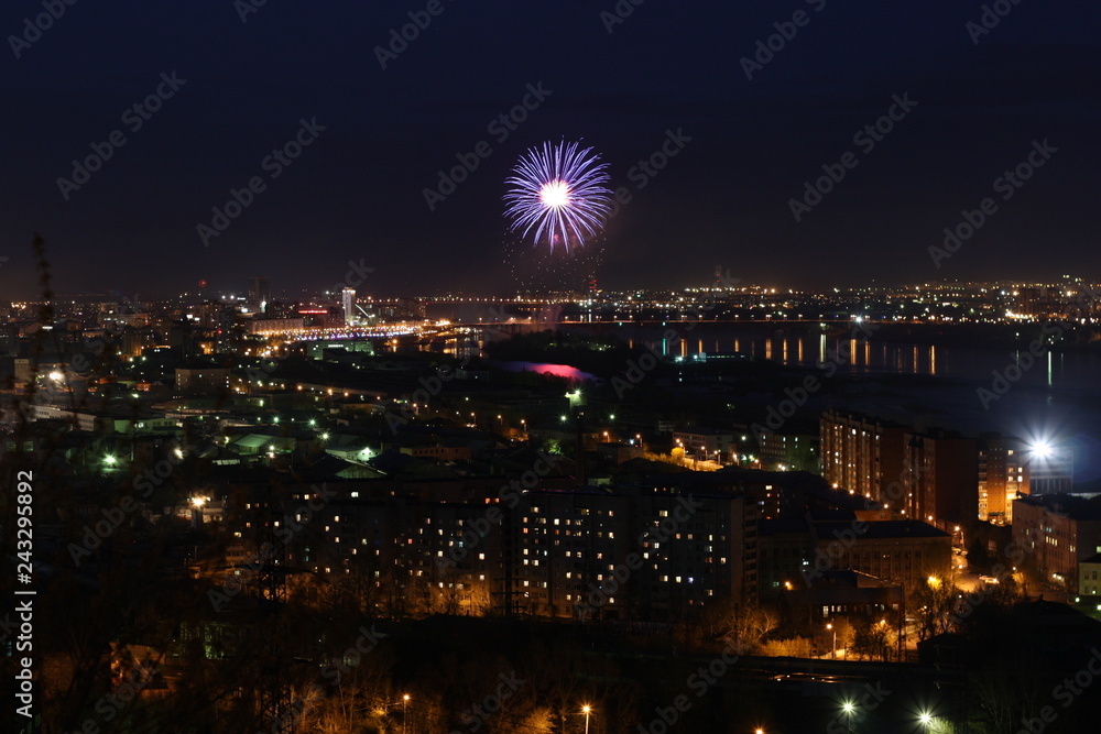 fireworks over the night city fireworks over the night city