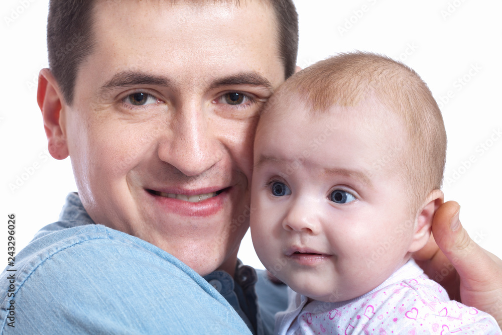 family, parenthood and people concept - father with little baby at home family, parenthood and people concept - father with little baby at home
