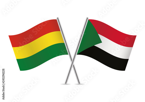 Bolivia and Sudan flags. Vector illustration. Free Download Bolivia and Sudan flags. Vector illustration. - GFXLoad