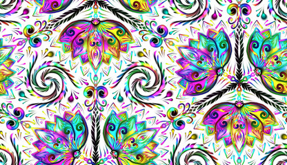 Acrylglasbilder Muster nach Farbe Florales Mandala Muster mit Blumen  © Anne Mathiasz