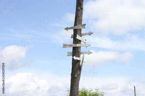 Fotografie road signpost on a wooden post
