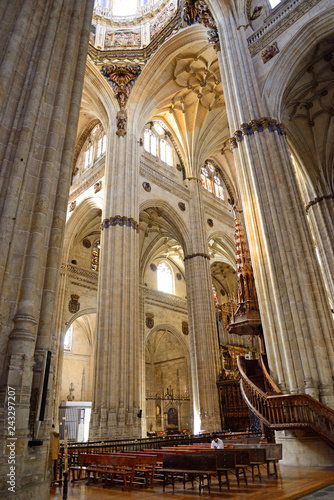 Salamanca, Spain - November 15, 2018: Interior of the Cathedral of Salamanca.