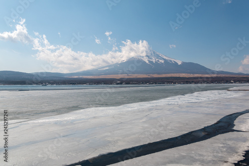 Yamanashi lake with mount.Fuji in background.