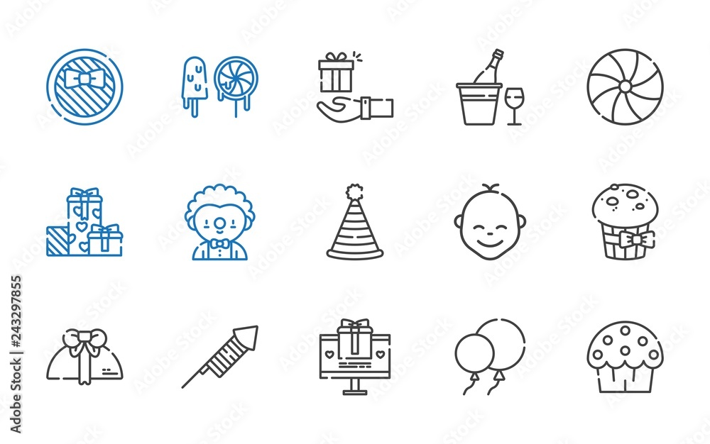 birthday icons set