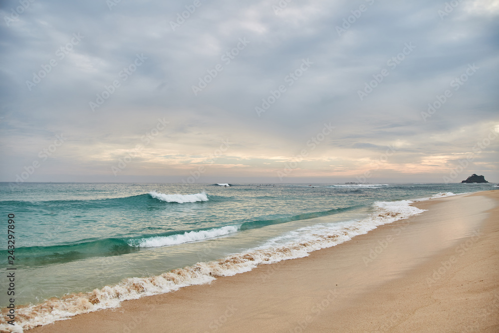 Midigama Beach. Sunset in the Indian ocean. Midigama, Sri Lanka