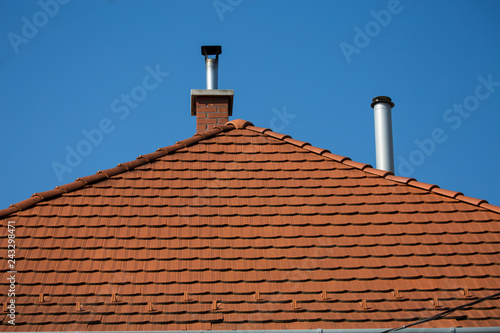 red roof and chimney