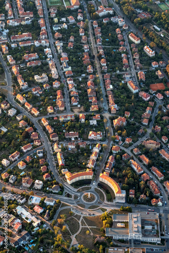  Aerial view of cityscape of Brno, Czech Republic.