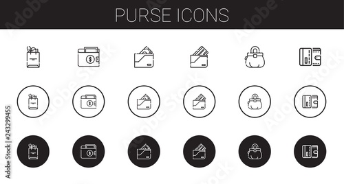 purse icons set