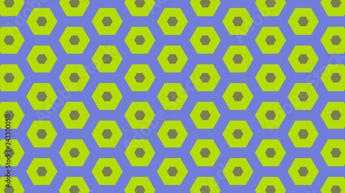 Abstract background of same color hexagon and different surrounding rings.