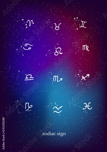 Constellations of the zodiac. Zodiac signs set 