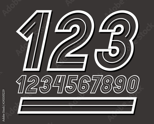 Set of stylish retro rounded vector digits, modern numerals collection can be used in poster art creation.