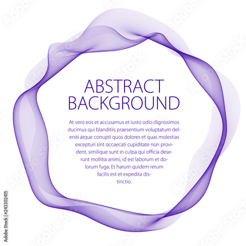 Round smooth linear frame of wavy lines. Vector abstract artistic beautiful background with copy space for text.  Isolated over white background.