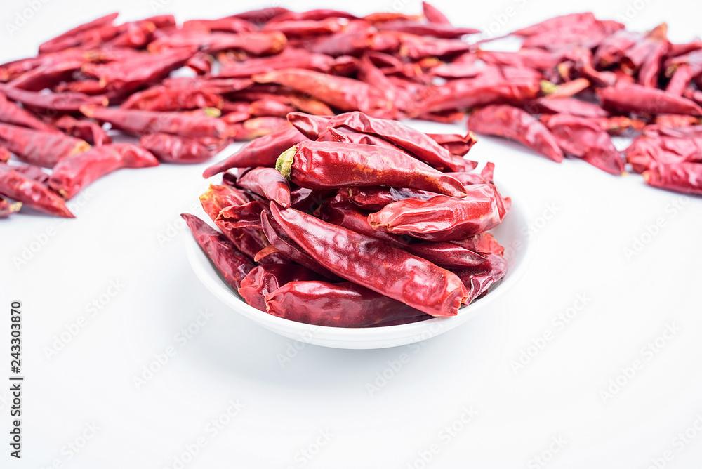 Dried red pepper on white background Dried red pepper on white background