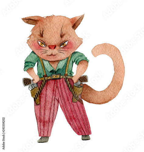 Quadro su tela Angry mafia gangster cat with guns