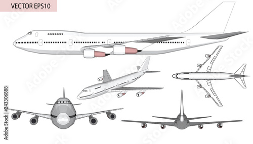 3D white plane vector