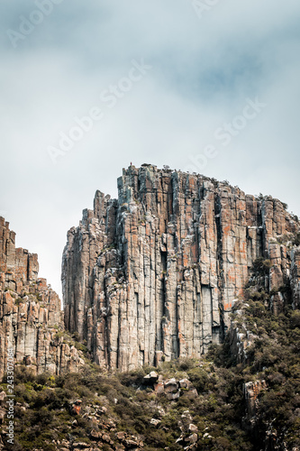 cliffs of the tasman peninsula on tasmania island, amazing coastline the highest rock cliffs in australia and the southern hemisphere , spectacular boat cruise on the rough atlantic ocean