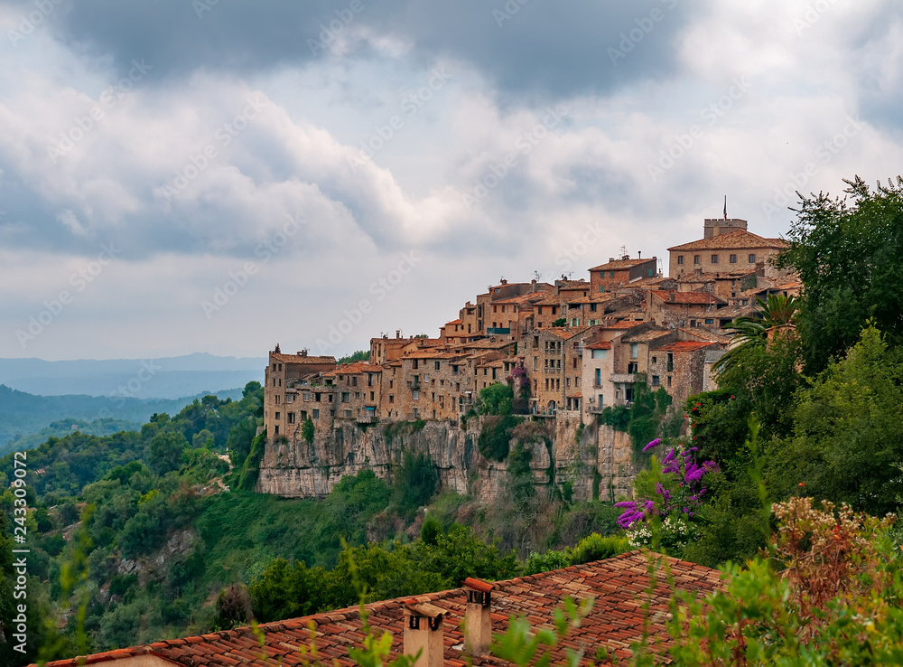 Panoramic view of Tourrettes-sur-Loup town in Provence, France