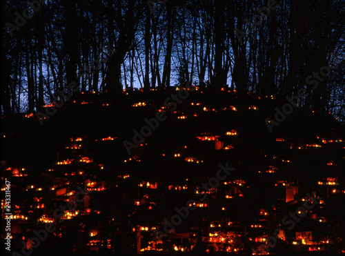 1st november, All Saints Day, cemetery in lubelskie region, Poland photo