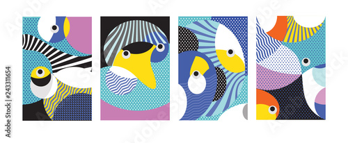 Vector Abstract Colorful Geometric and Curvy pattern background illustration. Set of Abstract Tribal Ethnic background for Cover, Poster, and print in Eps 10