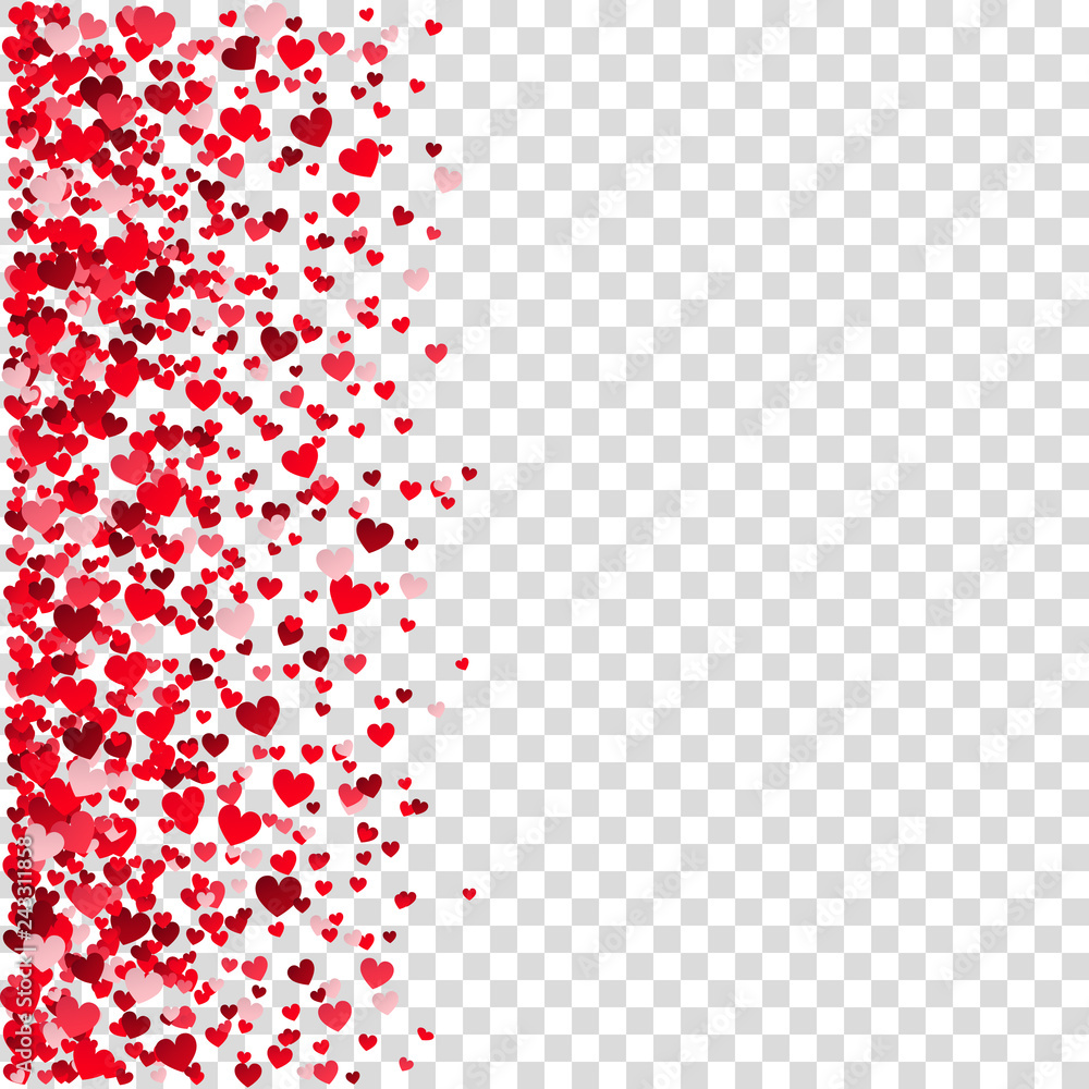 Valentine's day background with red flying heart confetti. Valentine's day background with red flying heart confetti.