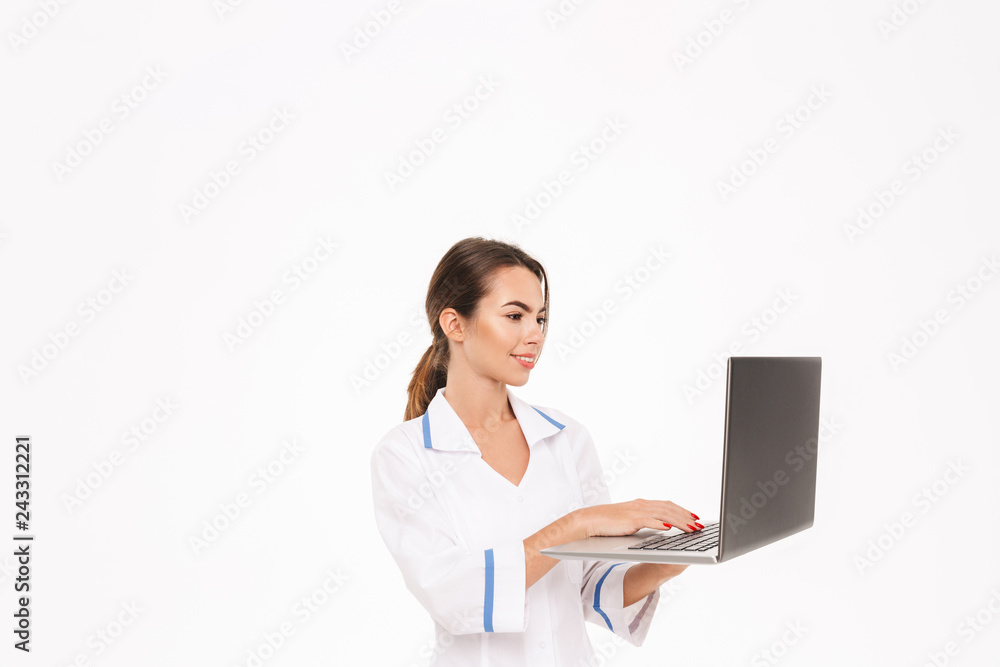 Confident young woman doctor wearing uniform Confident young woman doctor wearing uniform