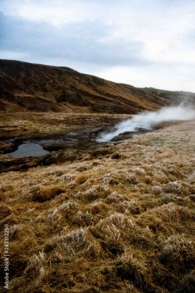 Frosted Grass and hot spring Frosted Grass and hot spring