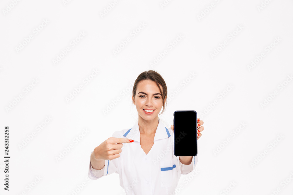 Confident young woman doctor wearing uniform Confident young woman doctor wearing uniform