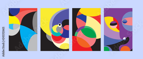 Vector Abstract Colorful Geometric and Curvy pattern background illustration. Set of Abstract Tribal Ethnic background for Cover, Poster, and print in Eps 10