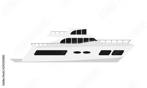 Luxury summer yacht. Flat color style vector illustration.