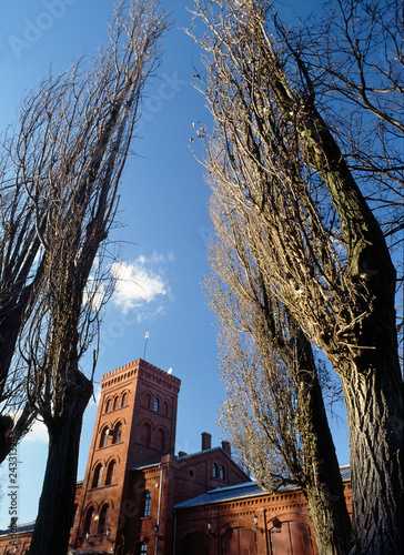 Lodz, Poland - March, 2012: historic fire station building, Ksiezy Mlyn in Lodz photo