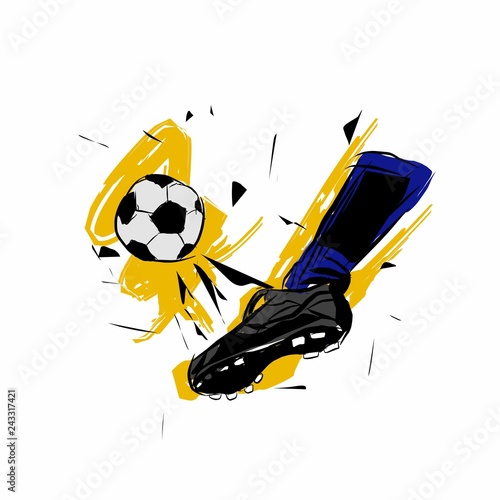 foot kicking ball illustration
