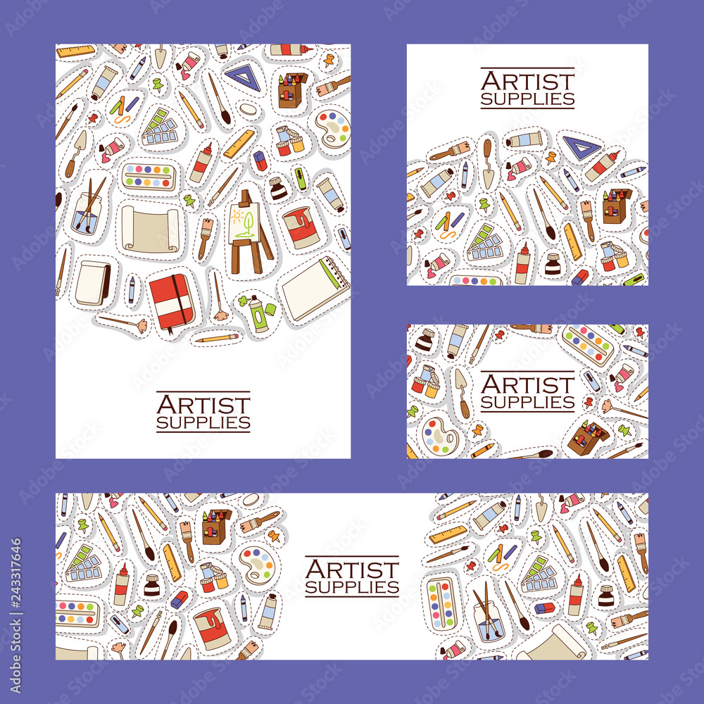 Art studio pattern vector studying in art-school with artist tools watercolor paint brushes palette for color paints artwork sticker backdrop illustration artistic painting set of background Art studio pattern vector studying in art-school with artist tools watercolor paint brushes palette for color paints artwork sticker backdrop illustration artistic painting set of background