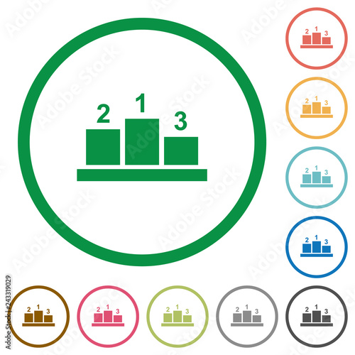 Winners podium with outside numbers flat icons with outlines