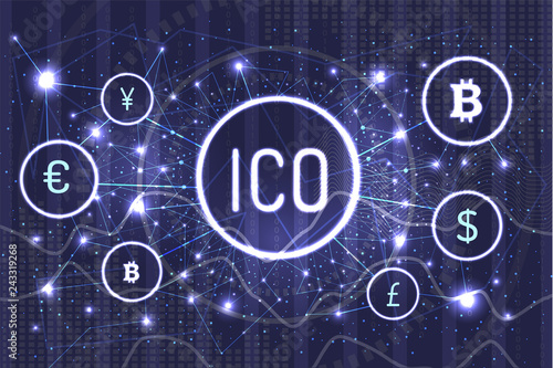 Ico Bitcoin and Connected Currencies Set Vector