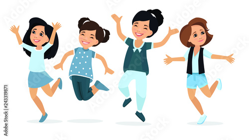 Happy school multiracial children