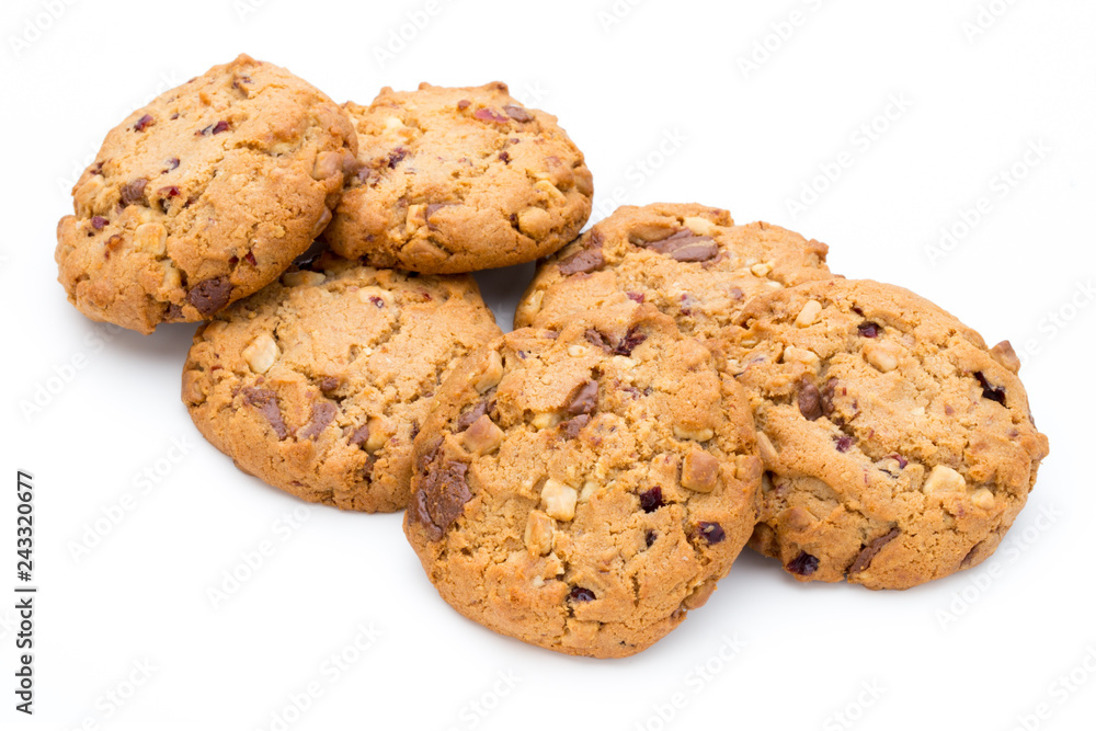 Chocolate chip cookie isolated on white background. Chocolate chip cookie isolated on white background.