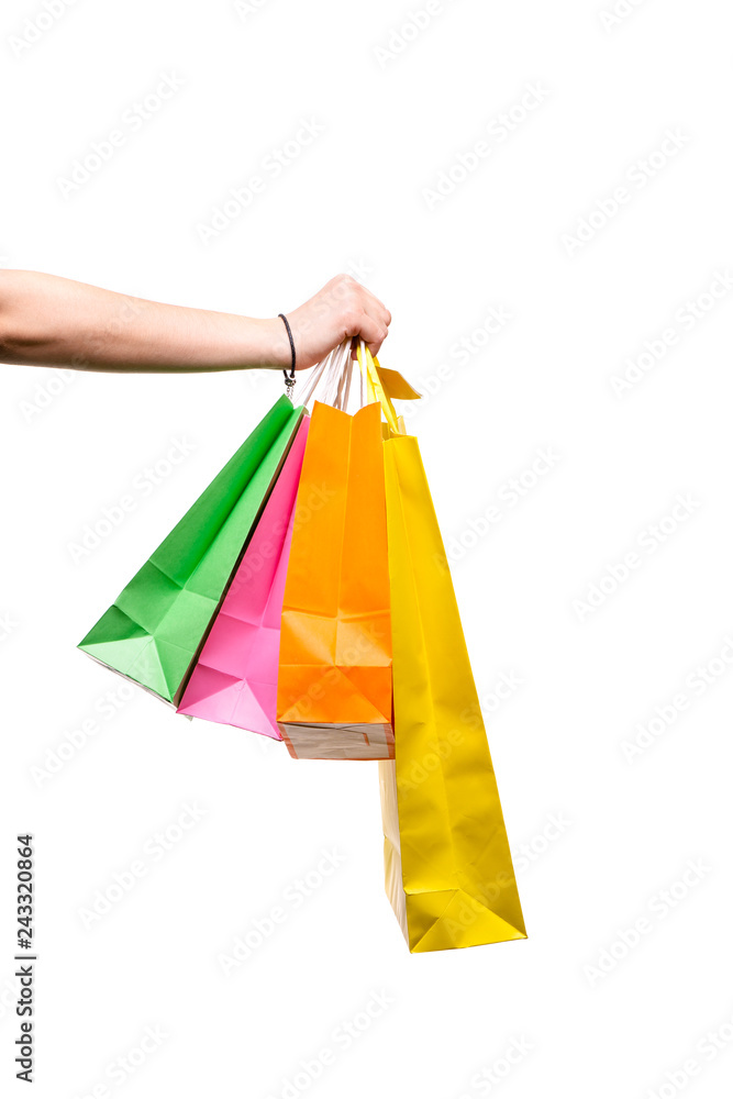 Woman hands with shopping bags.