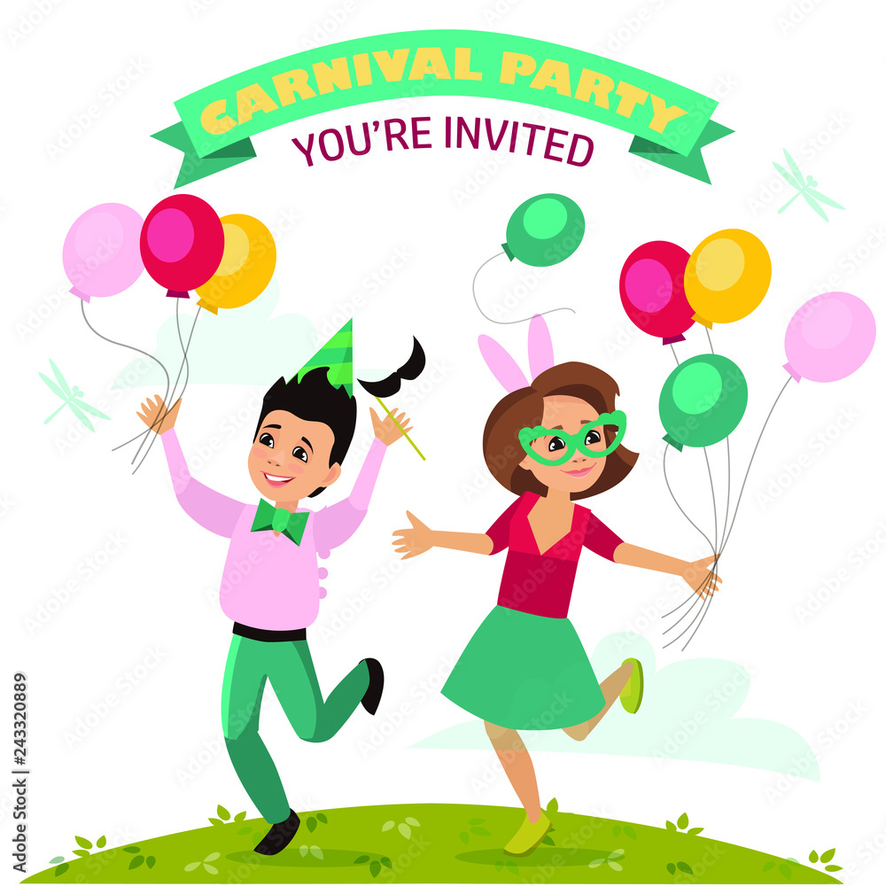 Children in carnival costumes, disguised for a party. Children in carnival costumes, disguised for a party.