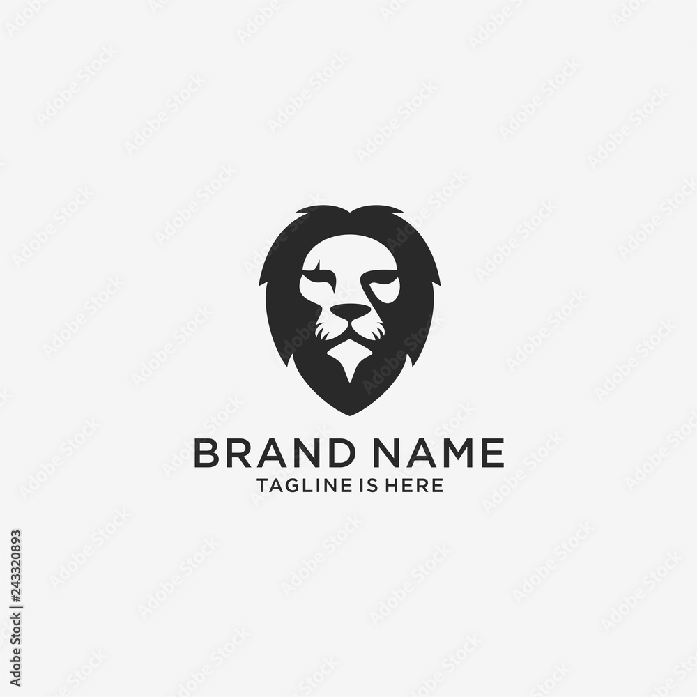 Silhouette of Lion King Vector. Lion Head Logo Design