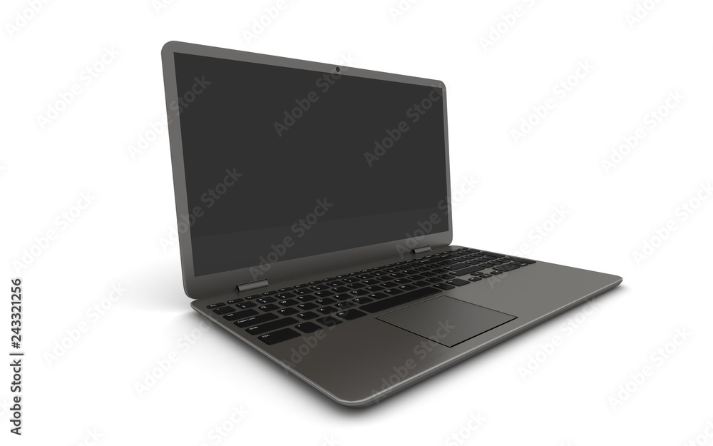 Laptop with digital blank screen isolated on white background, 3d rendering Laptop with digital blank screen isolated on white background, 3d rendering