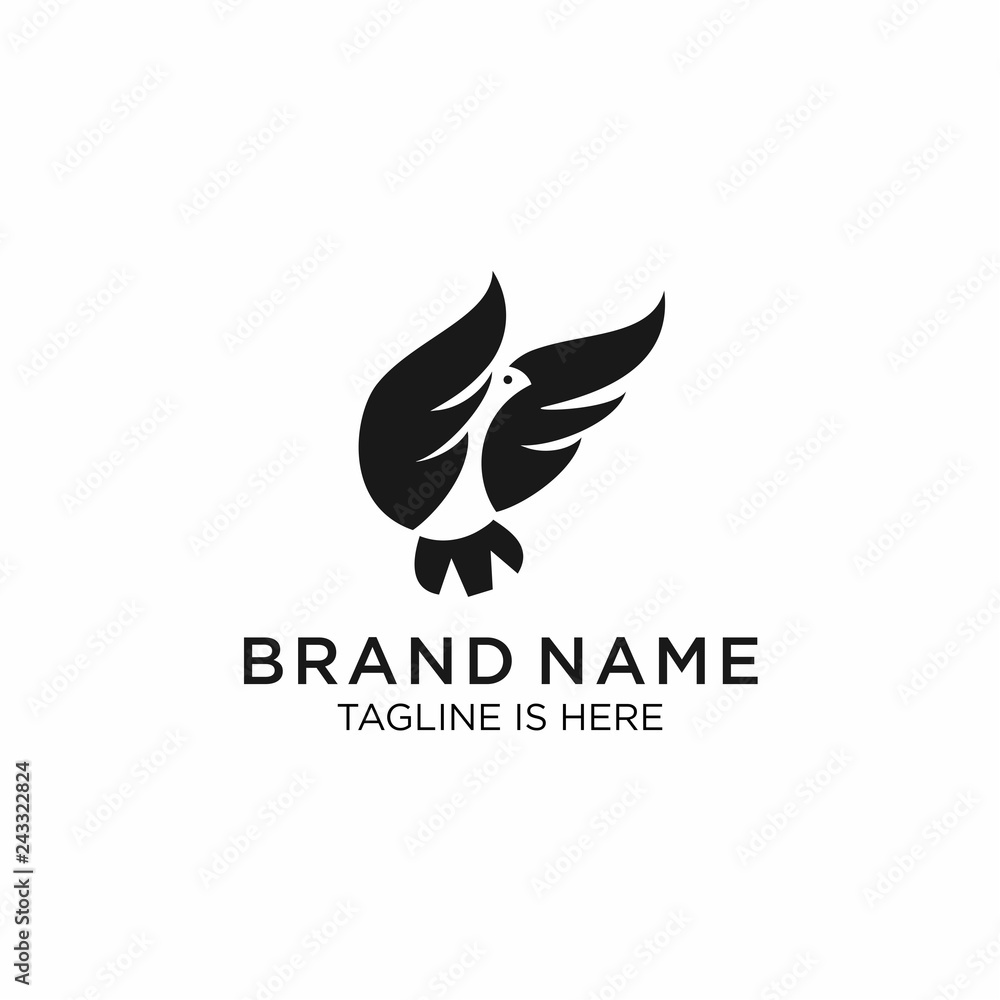 Obraz premium Silhouette of bird dove phoenix eagle logo design